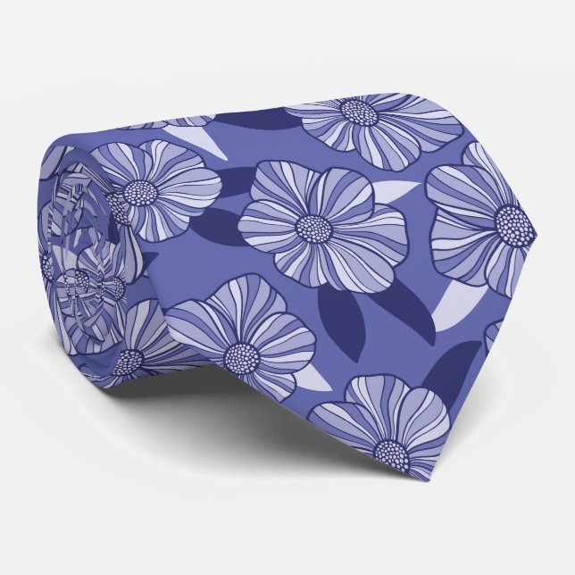 Blumen-Linienkunst Krawatte (Gerollt)