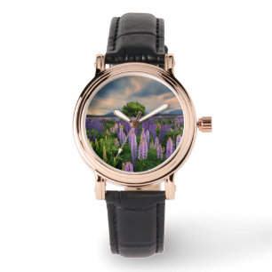 Blumen Lupinefeld in Neuseeland Armbanduhr