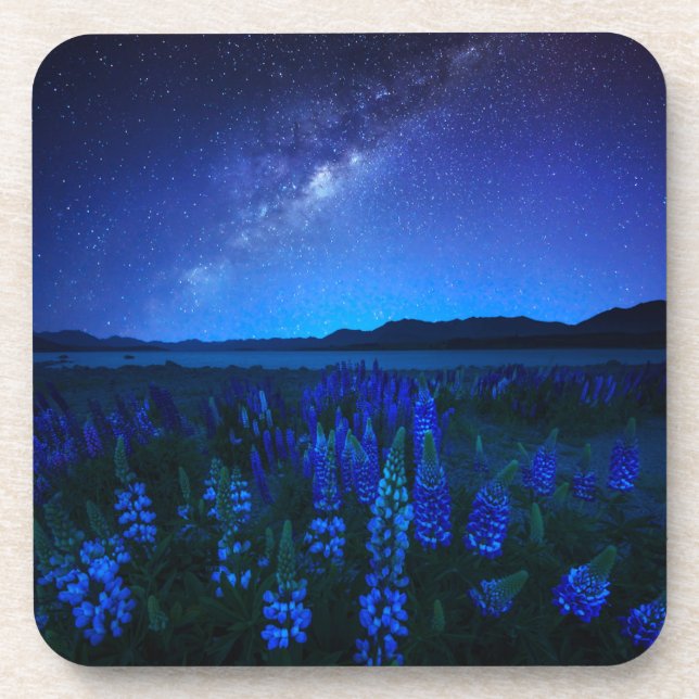 Blumen | Lupinen Blühen am Nachtsee Tekapo Getränkeuntersetzer (Vorderseite)