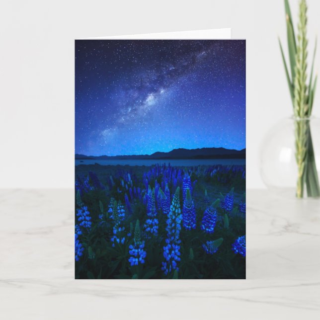 Blumen | Lupinen Blühen am Nachtsee Tekapo Karte (Vorderseite)