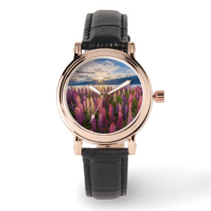 Blumen   Lupinen Neuseeland Armbanduhr