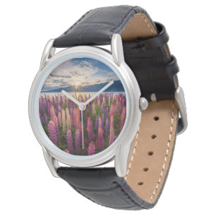 Blumen Lupinen Neuseeland Armbanduhr