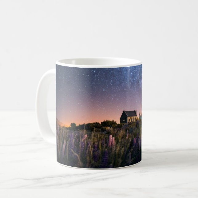 Blumen | Lupines Blühen Tekapo-See Neuseeland Kaffeetasse (Vorderseite Links)