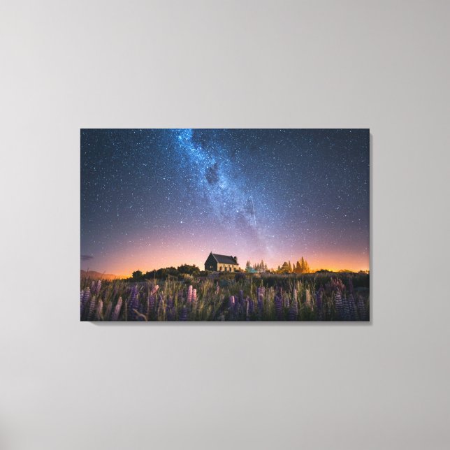 Blumen | Lupines Blühen Tekapo-See Neuseeland Leinwanddruck (Vorderseite)