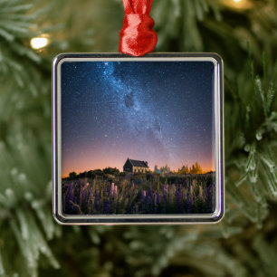 Blumen Lupines Blühen Tekapo-See Neuseeland Ornament Aus Metall