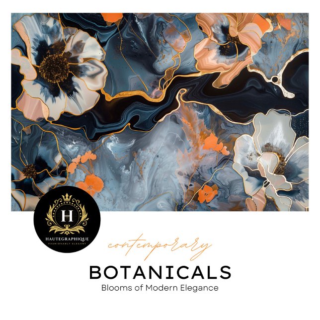 Blumen-Luxus-Deko aus schwarzem Marmor Seidenpapier (Von Creator hochgeladen)