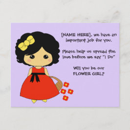 Blumen-Mädchen-Antrag-Karte - schwarzes Haar Einladung