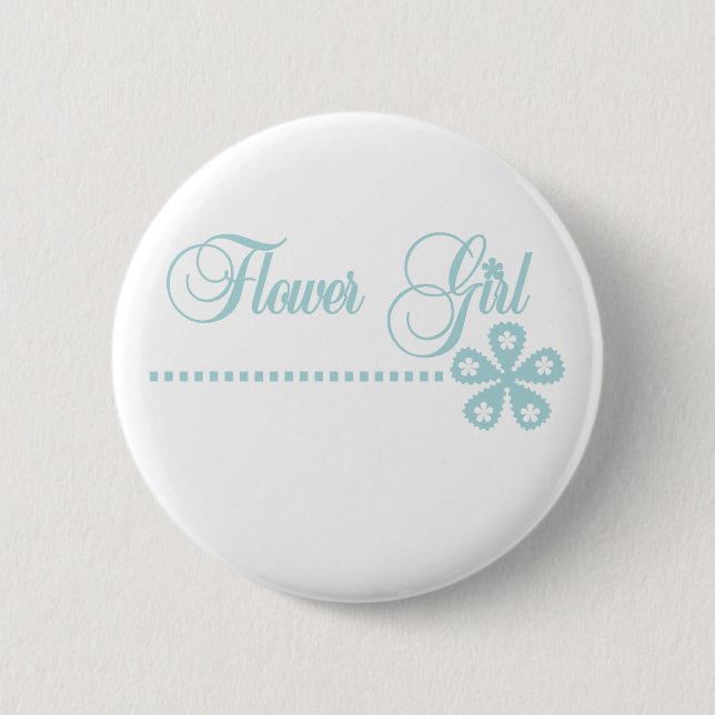 Blumen-Mädchen-aquamarine Eleganz Button (Vorderseite)