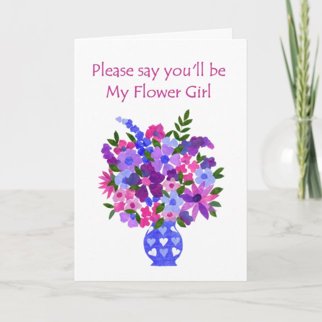 Blumen-Mädchen-Einladungs-Karte - Blumen-Power Einladung (Vorderseite)
