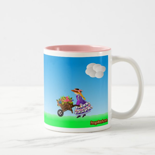 Blumen-Mädchen-gehende Zuhause-Tassen Zweifarbige Tasse (Rechts)