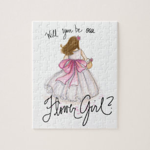 Blumen-Mädchen? Puzzlespiel-brünettes Mädchen