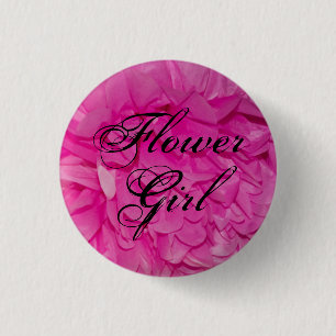 Blumen-Mädchen-Rosa-Seidenpapier-Blumen-Knopf Button