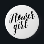 Blumen-Mädchen-Schwarz-Skript-Knopf Button<br><div class="desc"></div>