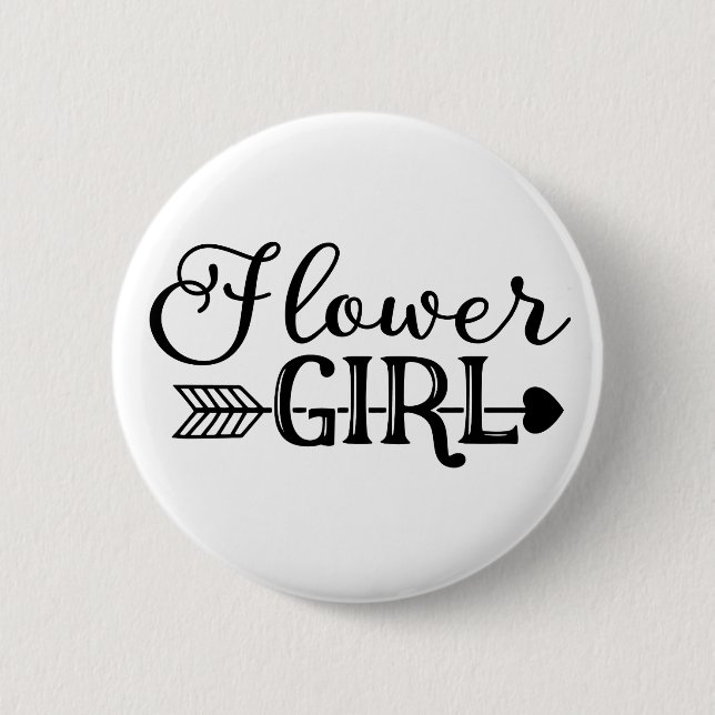 Blumen-Mädchen, Stamm-Pfeil, Wedding Party Button (Vorderseite)