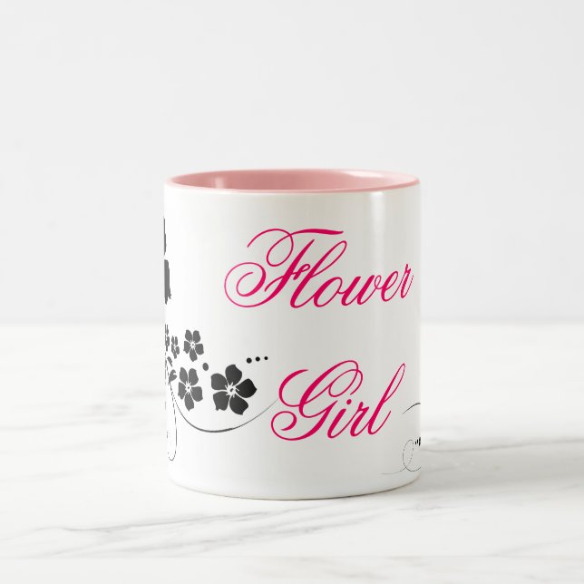 Blumen-Mädchenrosa Schwarzes Zweifarbige Tasse (Mittel)