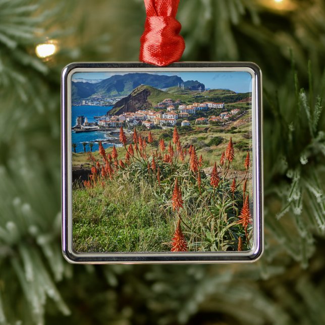 Blumen | Madeira Island Portugal Ornament Aus Metall (Baum)