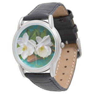 Blumen Magnolische Blume Armbanduhr