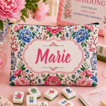 Blumen-Mahjong-Kachel-Tasche personalisiert