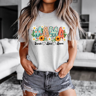 Blumen-Mama mit Kindernamen T-Shirt