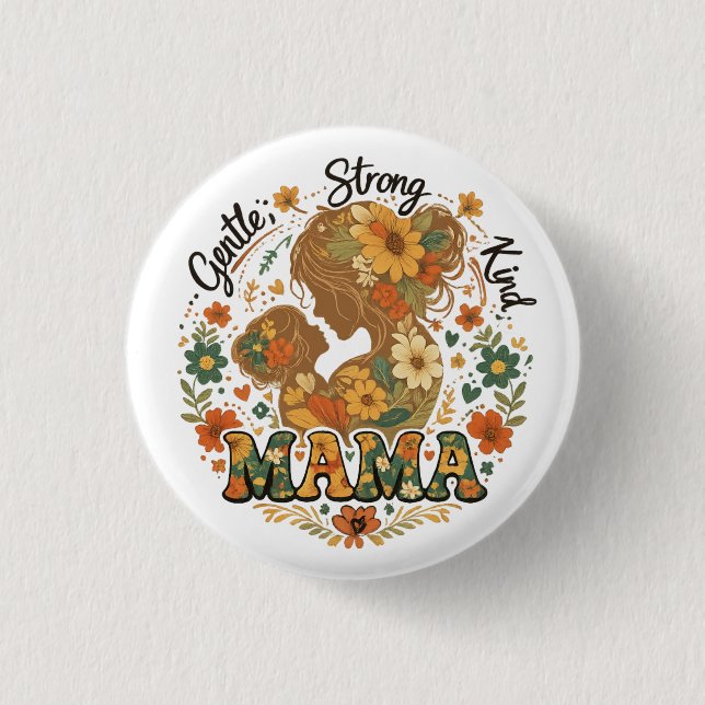 Blumen-Mama Retro-Ästhetik  - Vintage M Button (Vorderseite)