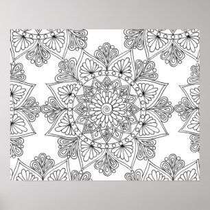 Blumen-Mandala-Geometrisches Muster Erwachsenen-Ma Poster