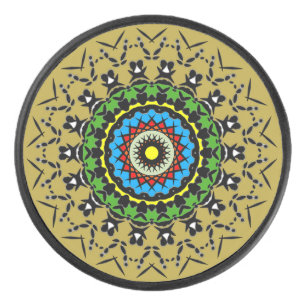 Blumen-Mandala Nahtlos Eishockey Puck