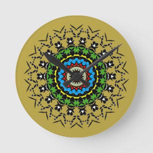 Blumen-Mandala Nahtlos Runde Wanduhr