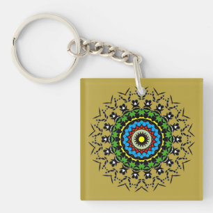 Blumen-Mandala-Nahtlos Schlüsselanhänger