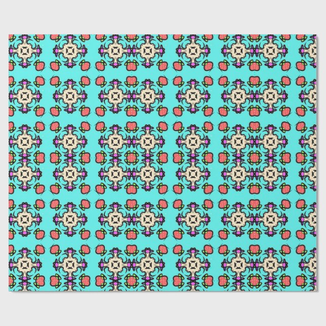 Blumen-Mandala-Nahtloses Muster Geschenkpapier (Flach)
