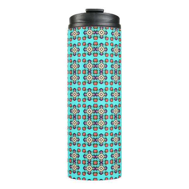 Blumen-Mandala-Nahtloses Muster Thermosbecher (Vorderseite)