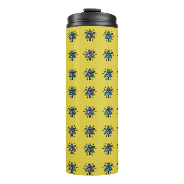 Blumen-Mandala-Nahtloses Muster Thermosbecher (Vorderseite)