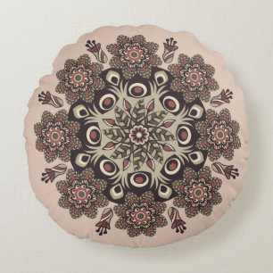 Blumen-Mandala-Rundkissen Rundes Kissen