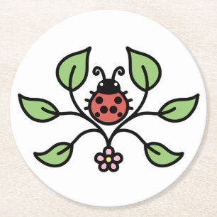 Blumen-Marienkäfer-Untersetzer Runder Pappuntersetzer