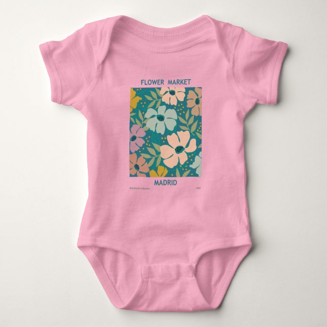 Blumen Market Madrid Print Baby Strampler (Vorderseite)