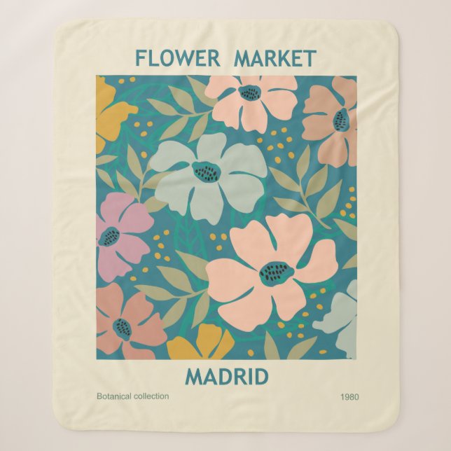 Blumen Market Madrid Print Sherpadecke (Vorderseite)