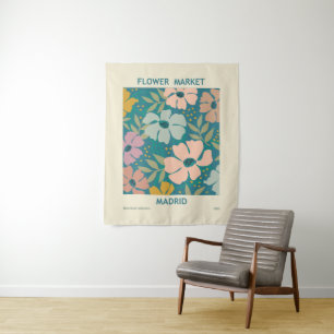 Blumen Market Madrid Print Wandteppich