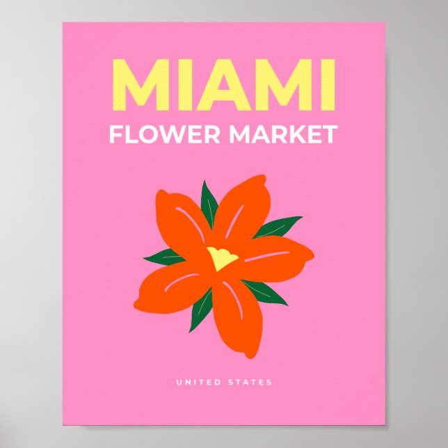 Blumen Market Miami Pink Orange Preppy Floral Poster (Vorne)