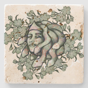 Blumen Medusa Gorgone Schlangen Stein Kunst Steinuntersetzer