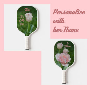 Blumen meine Zeit, Pastell zu blühen Pink Tulips Pickleball Schläger