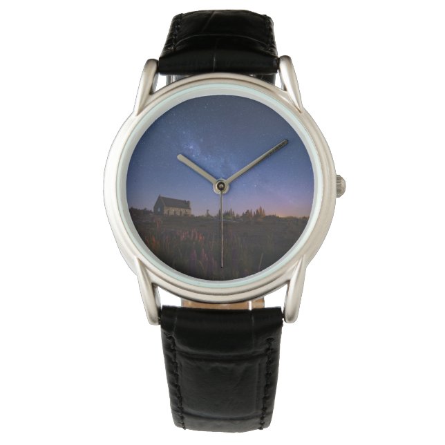 Blumen | Milchstraße Neuseeland Armbanduhr (Vorderseite)