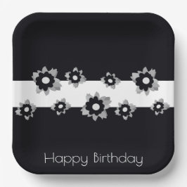 Blumen mit Schwarz und Weiß Pappteller