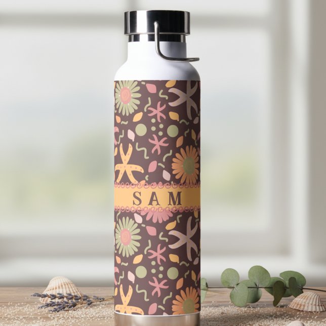 Blumen mit Seestern Trinkflasche (Your bottle. Your name. Your aesthetic)