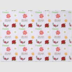 Blumen mit Textmuster auf Grau Seidenpapier