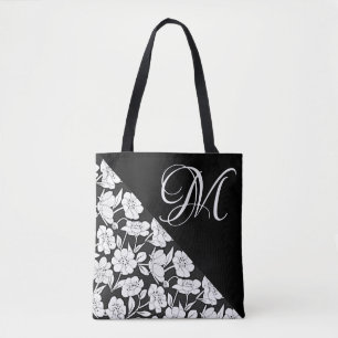 „Blumen mit weißem Anfangsbuchstaben M“ Einkaufsta Tasche