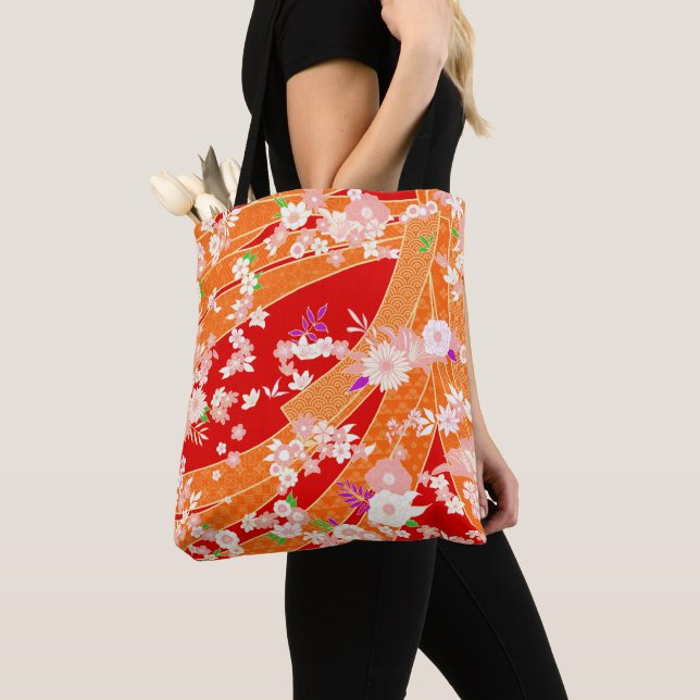 Blumen-Mix-Kimono-Muster Frühling Tasche (Von Nahem)