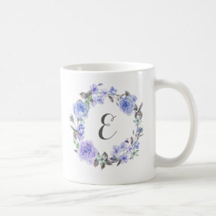 Blumen Monogramm des lila Pastellwatercolor- Kaffeetasse
