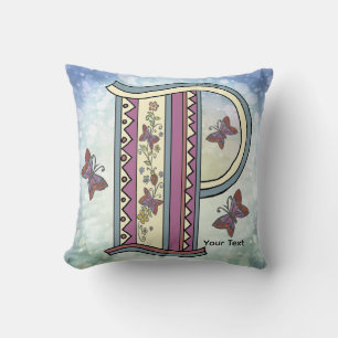 Blumen-Monogramm P Kissen
