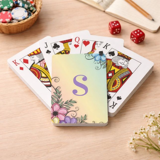 Blumen-Monogramm-Spielabend Spielkarten (Von Creator hochgeladen)
