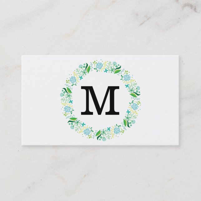 Blumen | Monogramm Visitenkarte (Vorderseite)