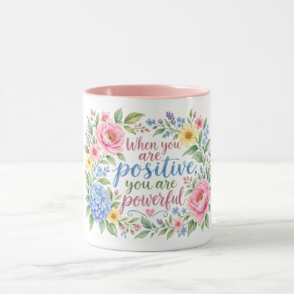 Blumen-Motiv-Becher mit positiver Botschaft Tasse